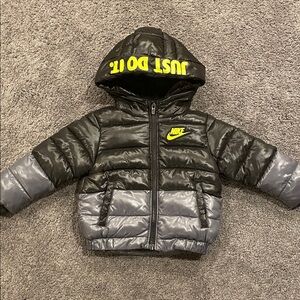 Nike 12m Black and Gray Hooded Puffer Jacket